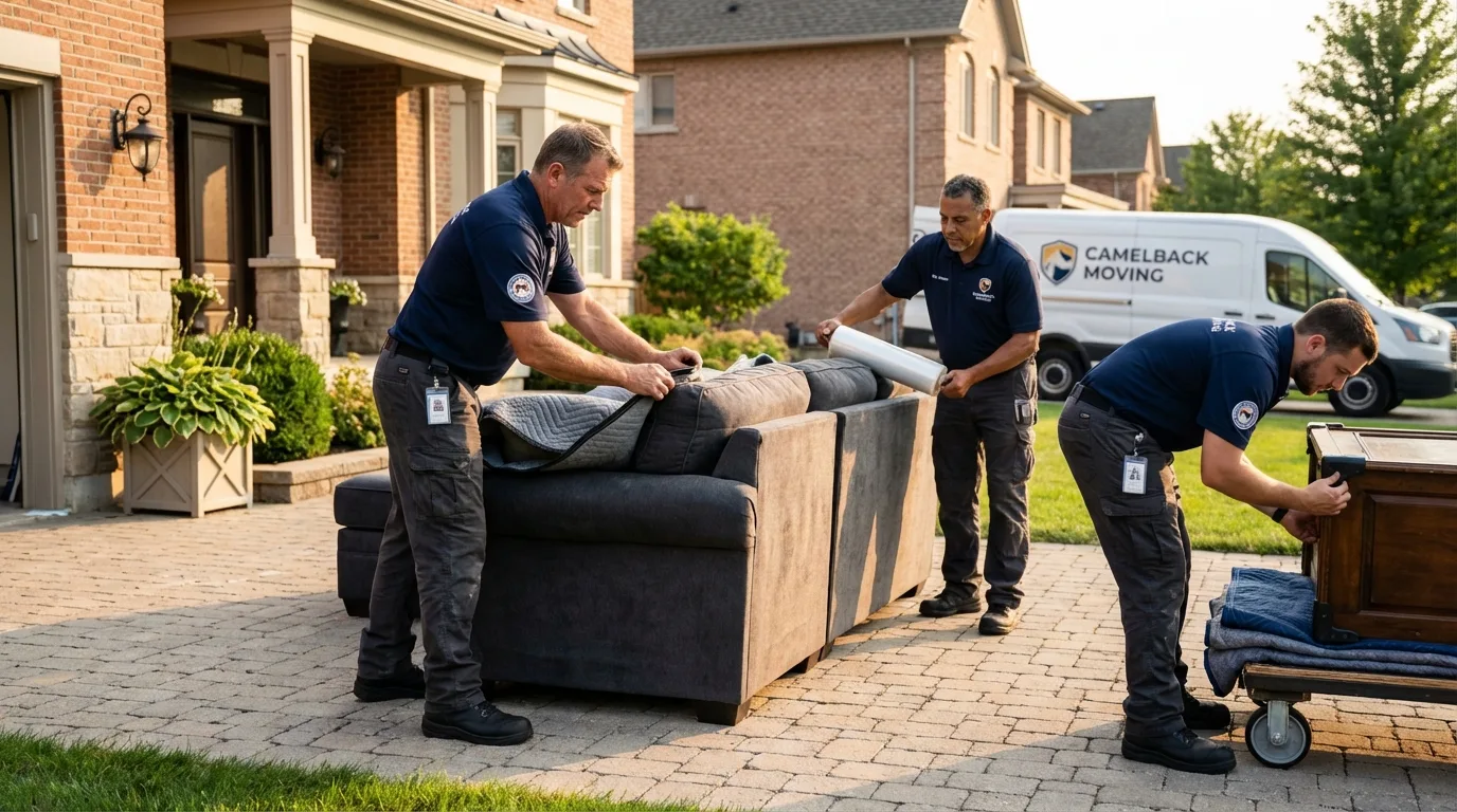 Large estate moving crew wrapping furniture in Hockessin, DE