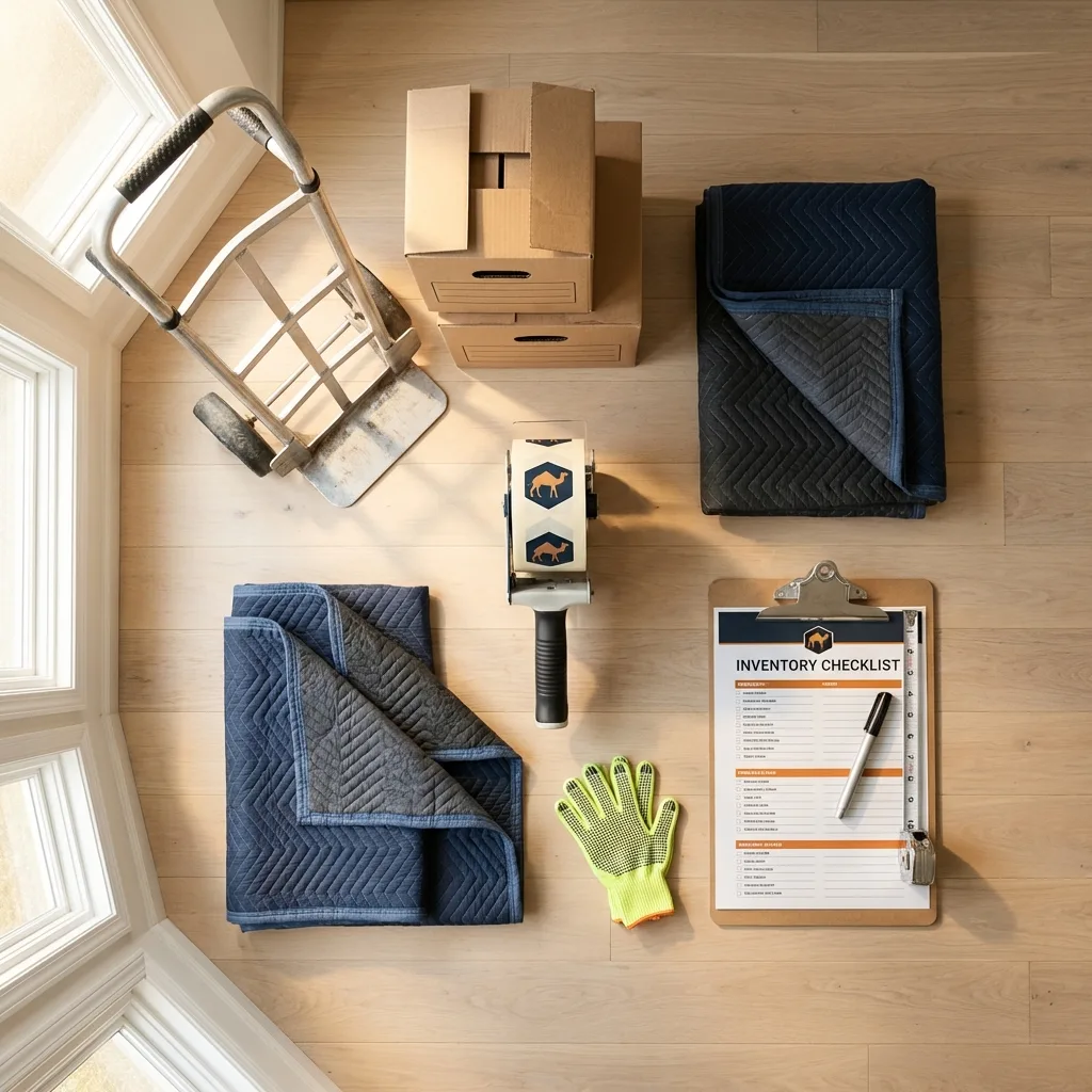 Professional moving supplies and packing materials layout for Hockessin residential relocations